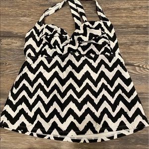 Women’s black and white chevron swim top
